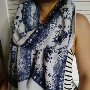 Elephant print wrap sarong swimwear blue white